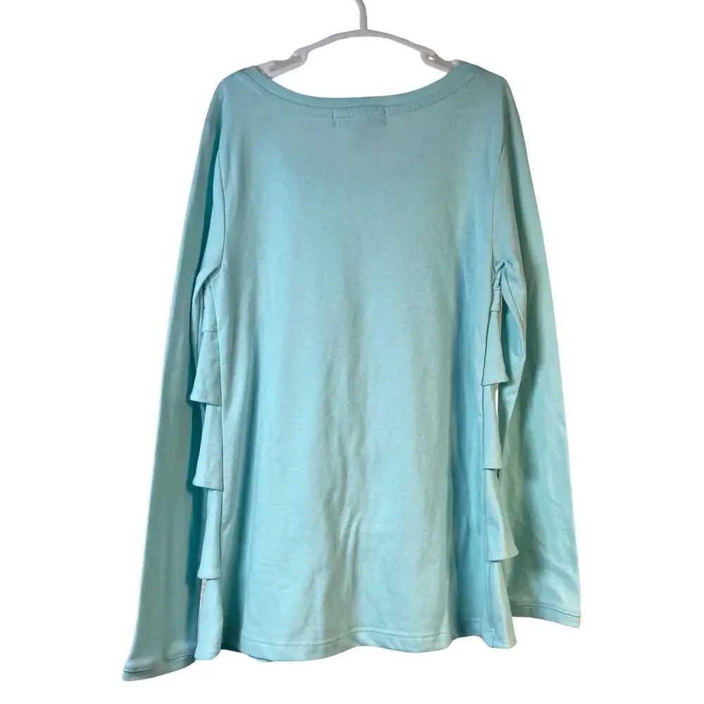 NWT GAPKIDS GIRLS Blue Tiered LONG SLEEVE SHIRT SIZE S 6-7 Ruffles